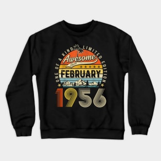 Awesome Since February 1956 Vintage 67th Birthday Crewneck Sweatshirt